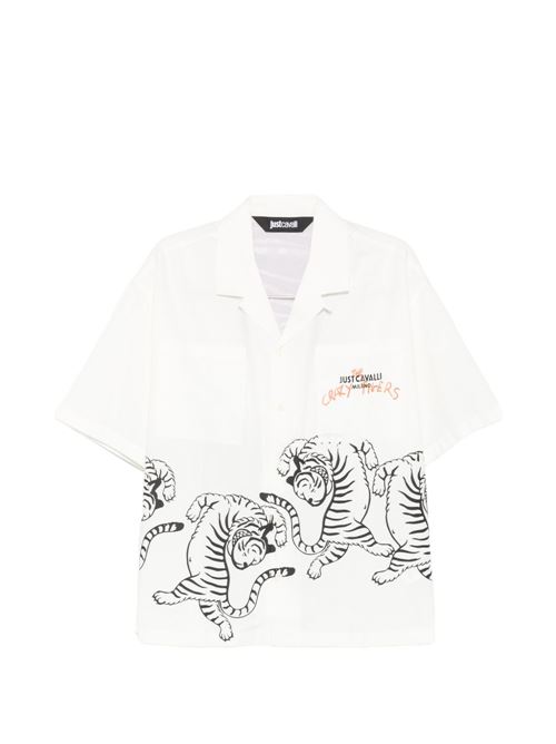 Camicia uomo Just Cavalli bianca con stampa tigri JUST CAVALLI | 80OALF03CNF03004